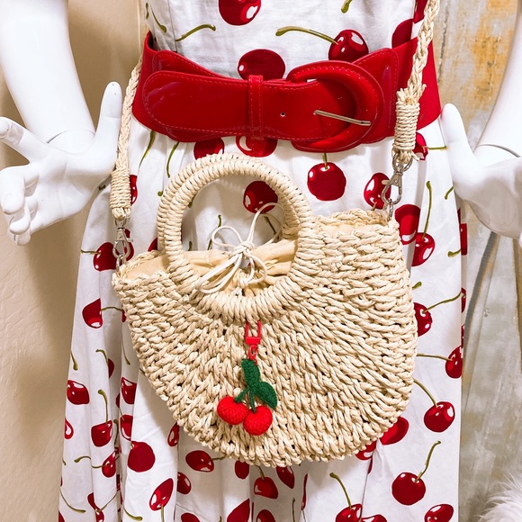 Unlisted Bags Cherries Straw Crossbody Bag Poshmark